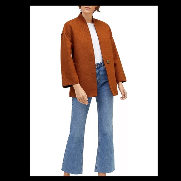 NWOT Warehouse Modern Bonded Rust Coat - Picture 3 of 11